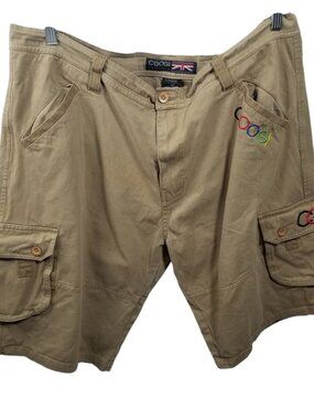 Vtg Coogi Australia Y2K Baggy Men's Khaki Cargo Shorts Sz 40